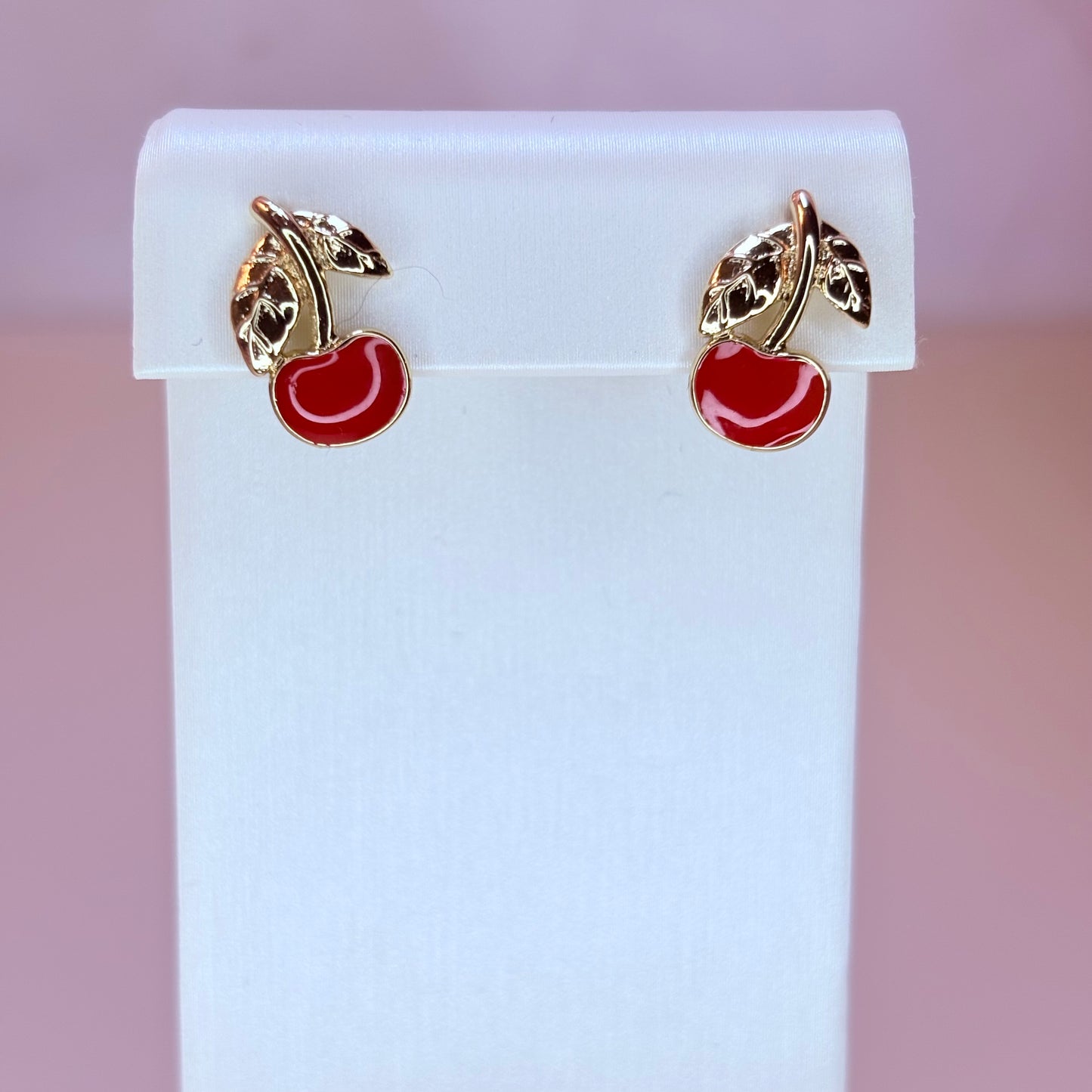 gold cherry earrings