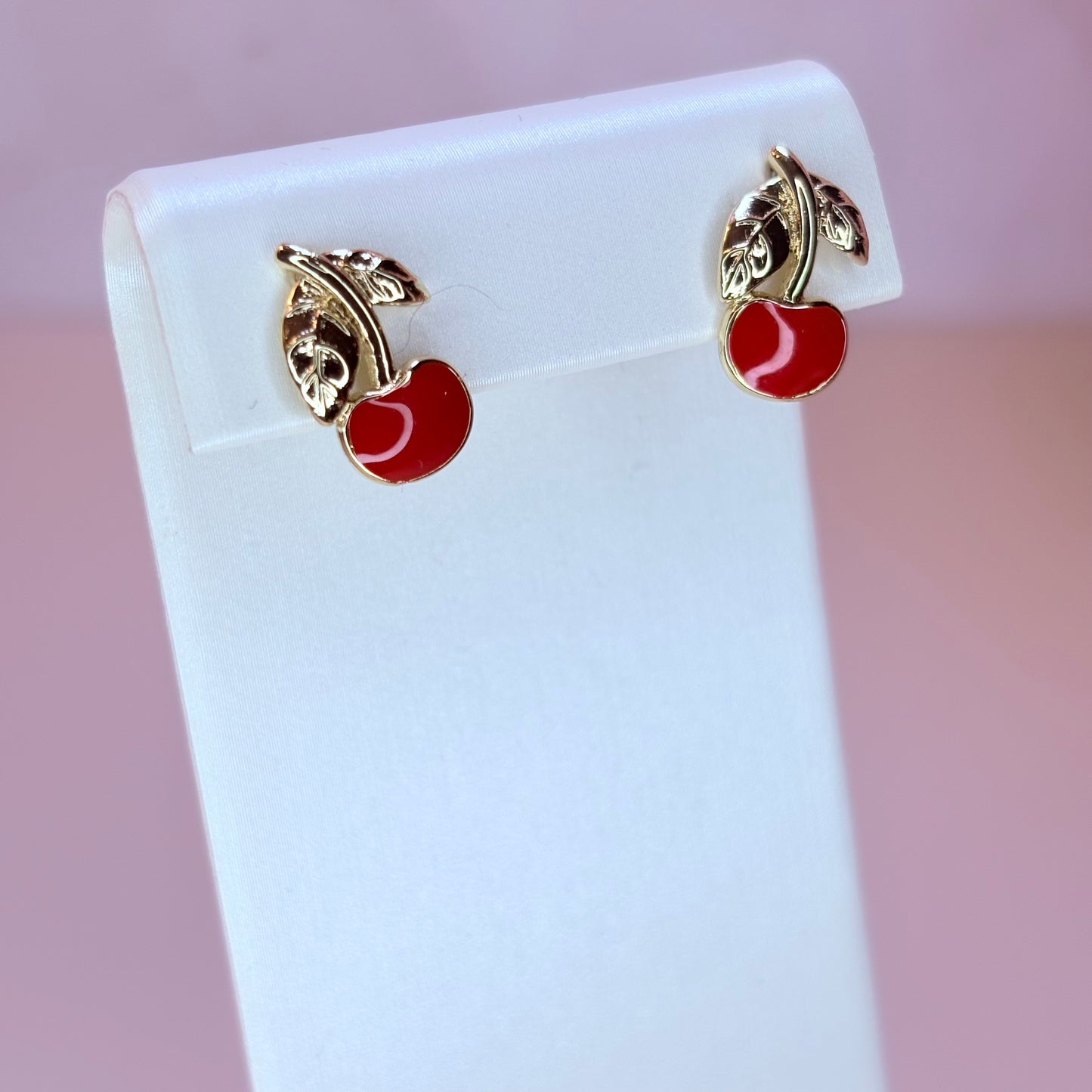 gold cherry earrings