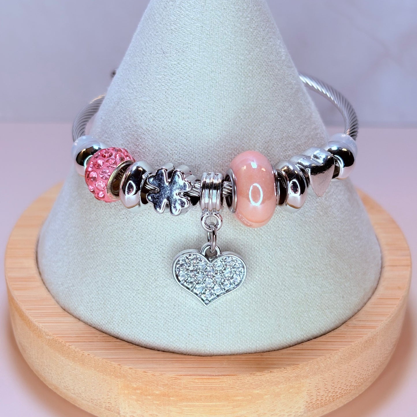 hearts in bloom charm bangle