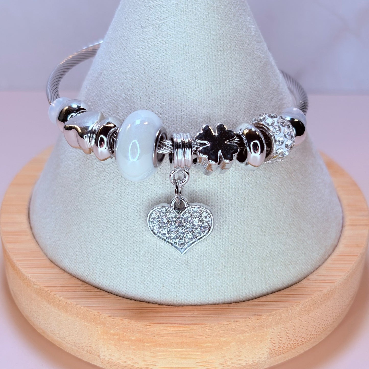 hearts in bloom charm bangle