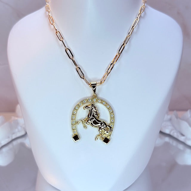 horseshoe stallion necklace