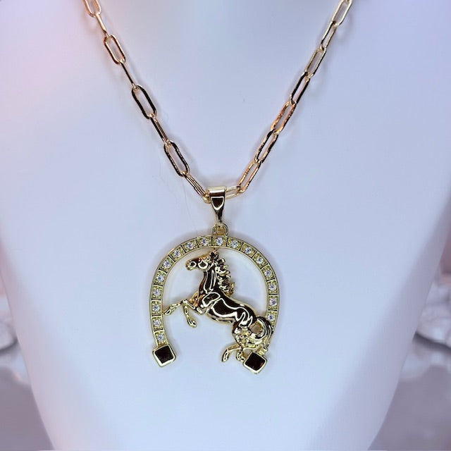 horseshoe stallion necklace