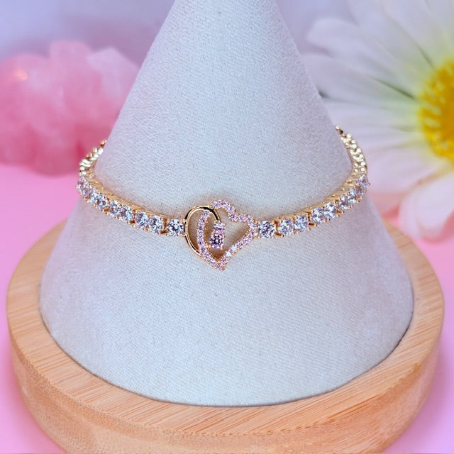 iced heart tennis bracelet
