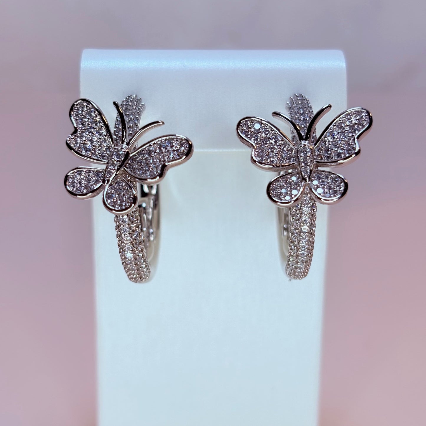 lia butterfly silver hoop earrings