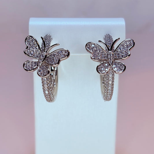lia butterfly silver hoop earrings