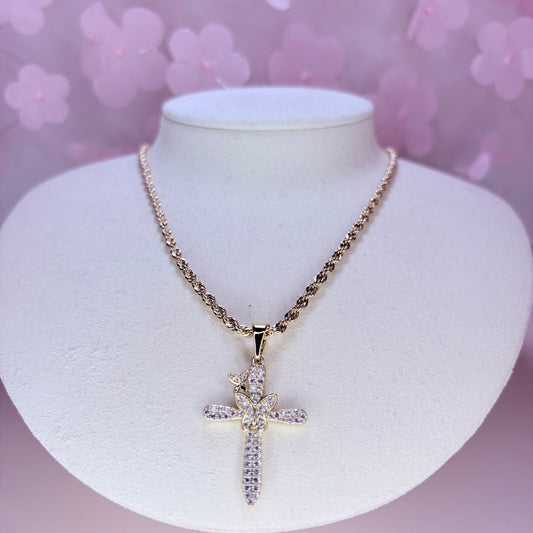 butterfly cross necklace