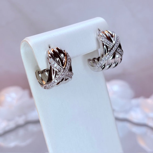 silver luna X chunky hoop earrings