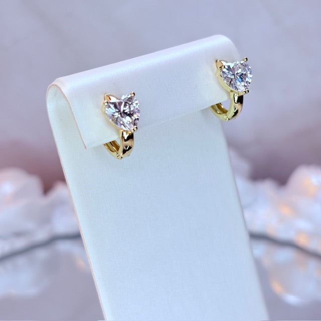luxe heart solitaire hoop earrings