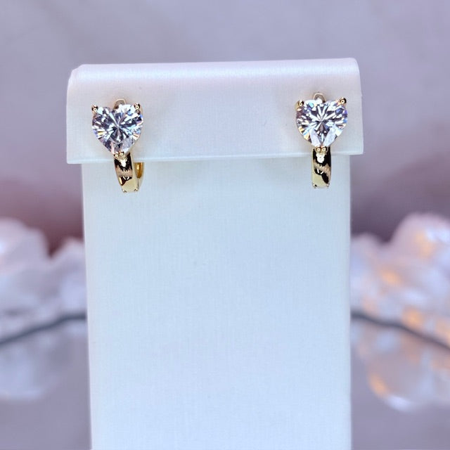 luxe heart solitaire hoop earrings