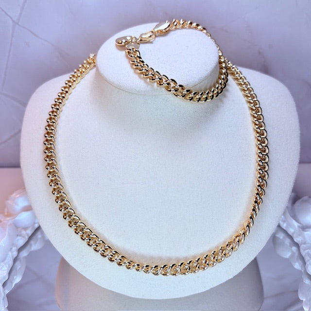 "mi amor" cuban chain & bracelet set