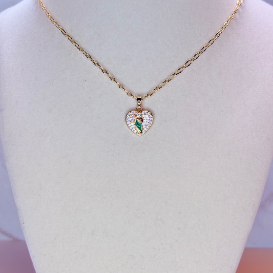 mini heart san judas necklace