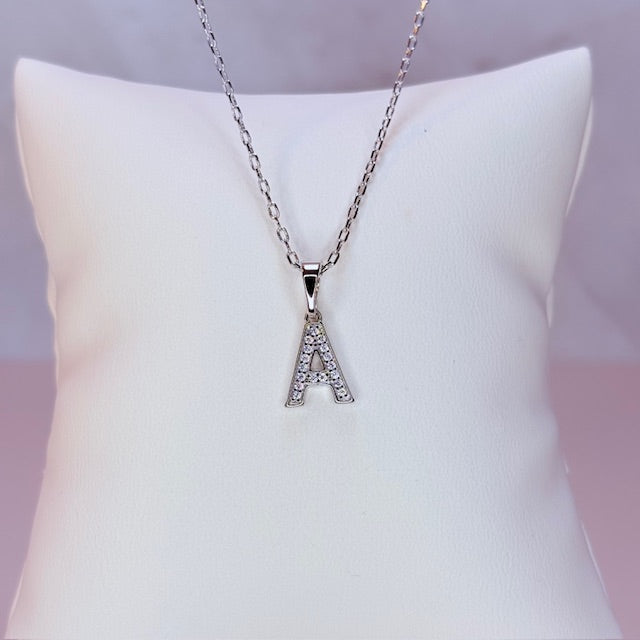 silver mini embellished initial necklace