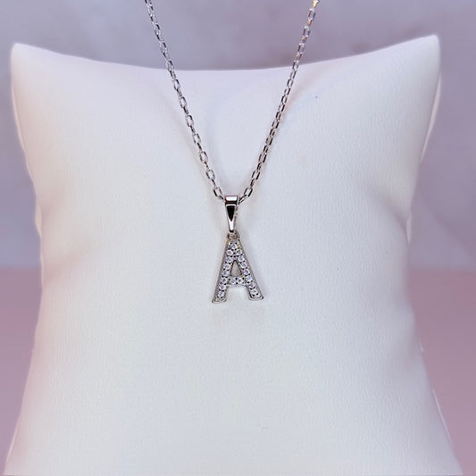silver mini embellished initial necklace