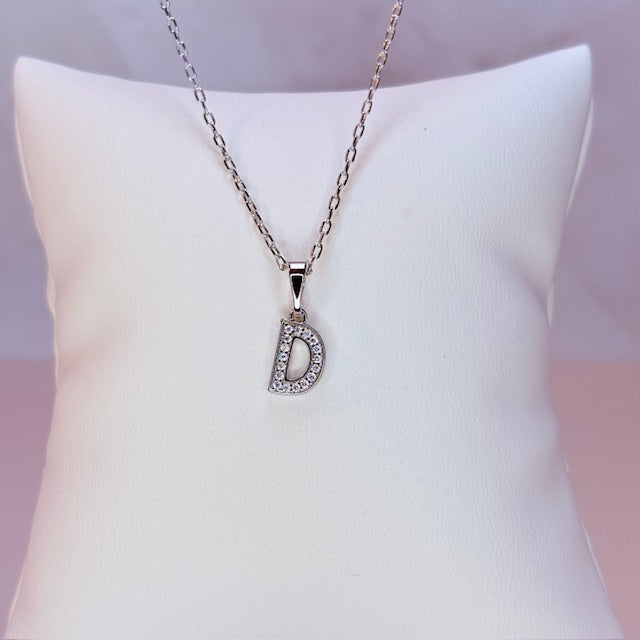 silver mini embellished initial necklace
