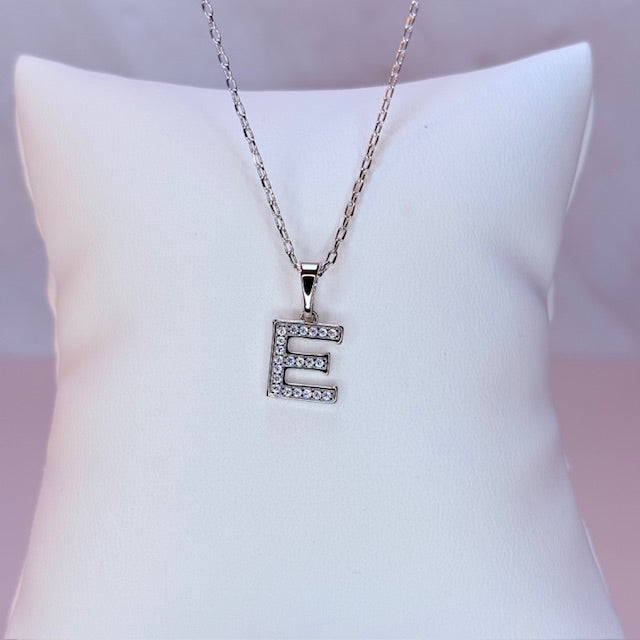 silver mini embellished initial necklace