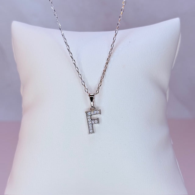 silver mini embellished initial necklace