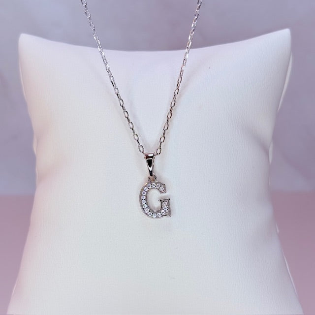 silver mini embellished initial necklace