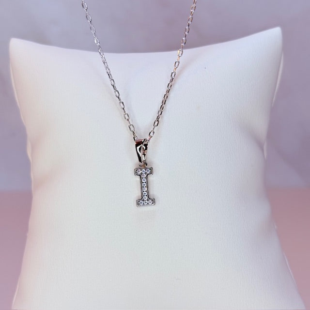 silver mini embellished initial necklace
