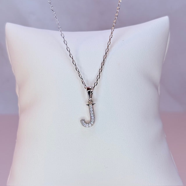 silver mini embellished initial necklace