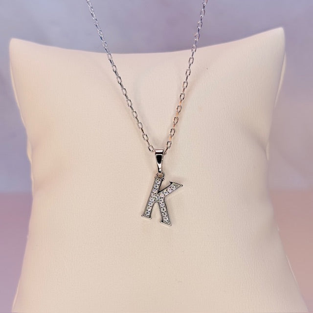 silver mini embellished initial necklace