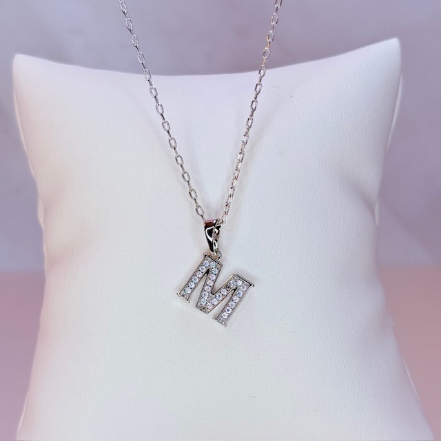 silver mini embellished initial necklace