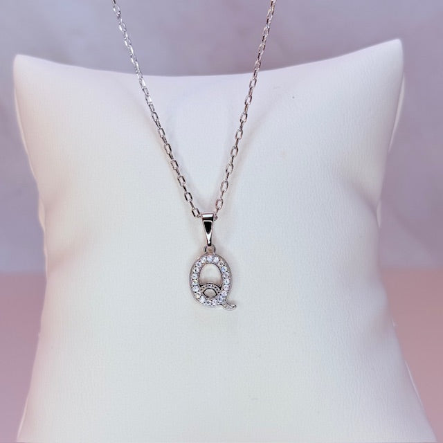 silver mini embellished initial necklace