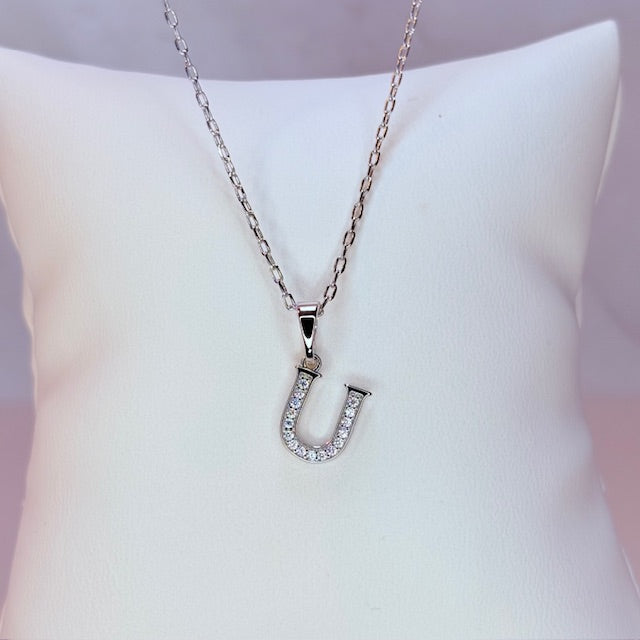 silver mini embellished initial necklace