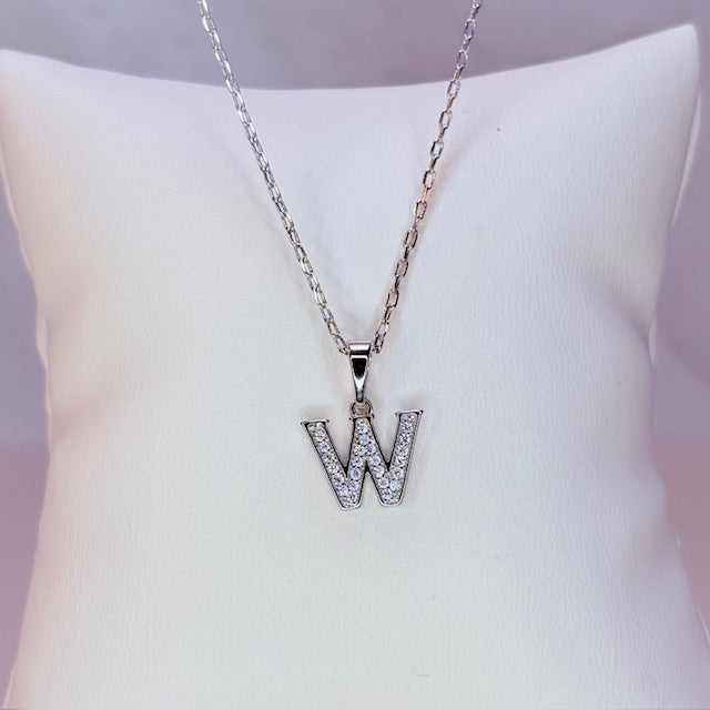 silver mini embellished initial necklace