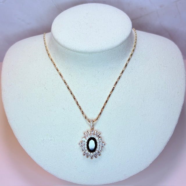 obsidian halo necklace