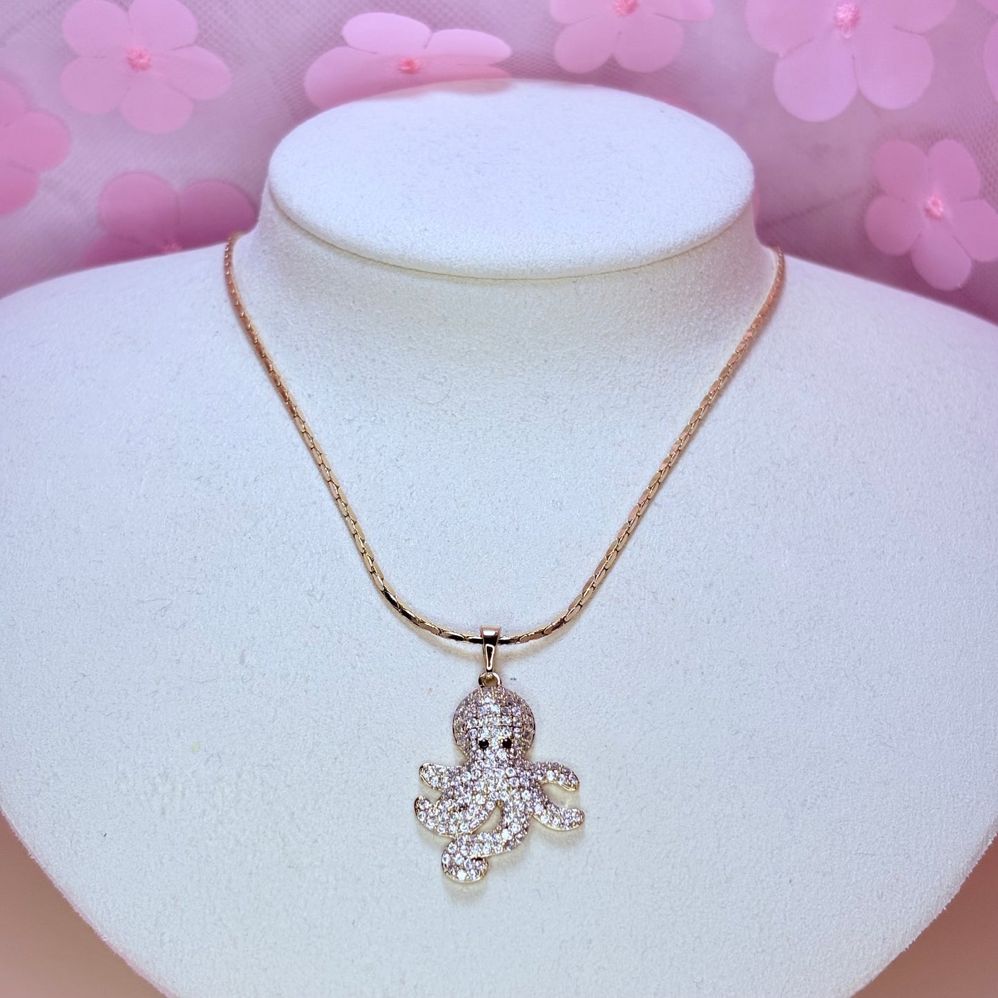 cz embellished octopus necklace