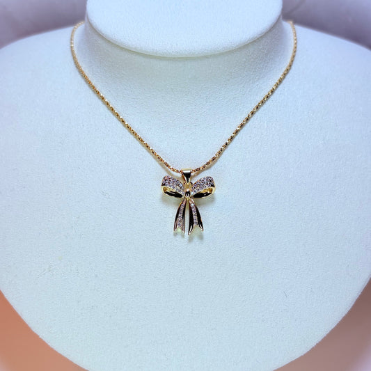 olive bow necklace