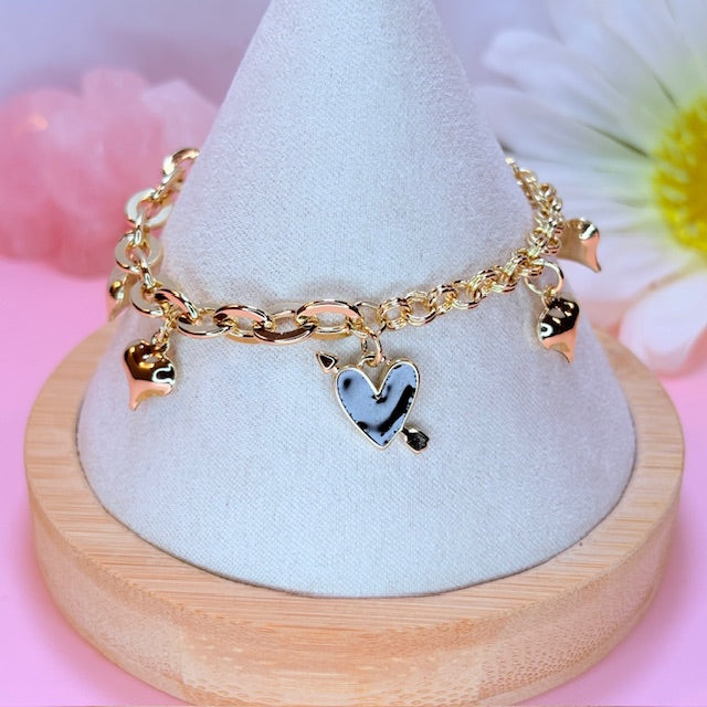 onyx heart drip bracelet