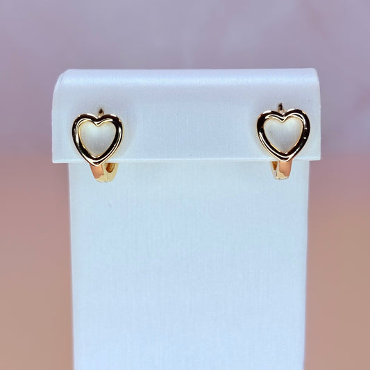 open heart huggie earrings