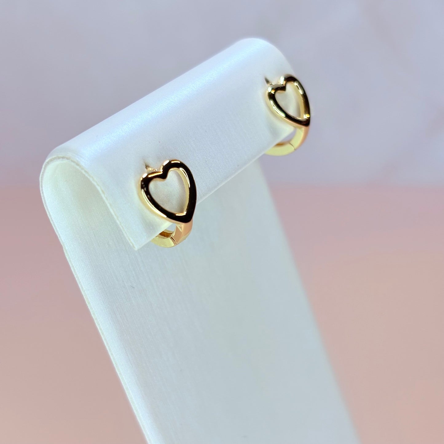 open heart huggie earrings