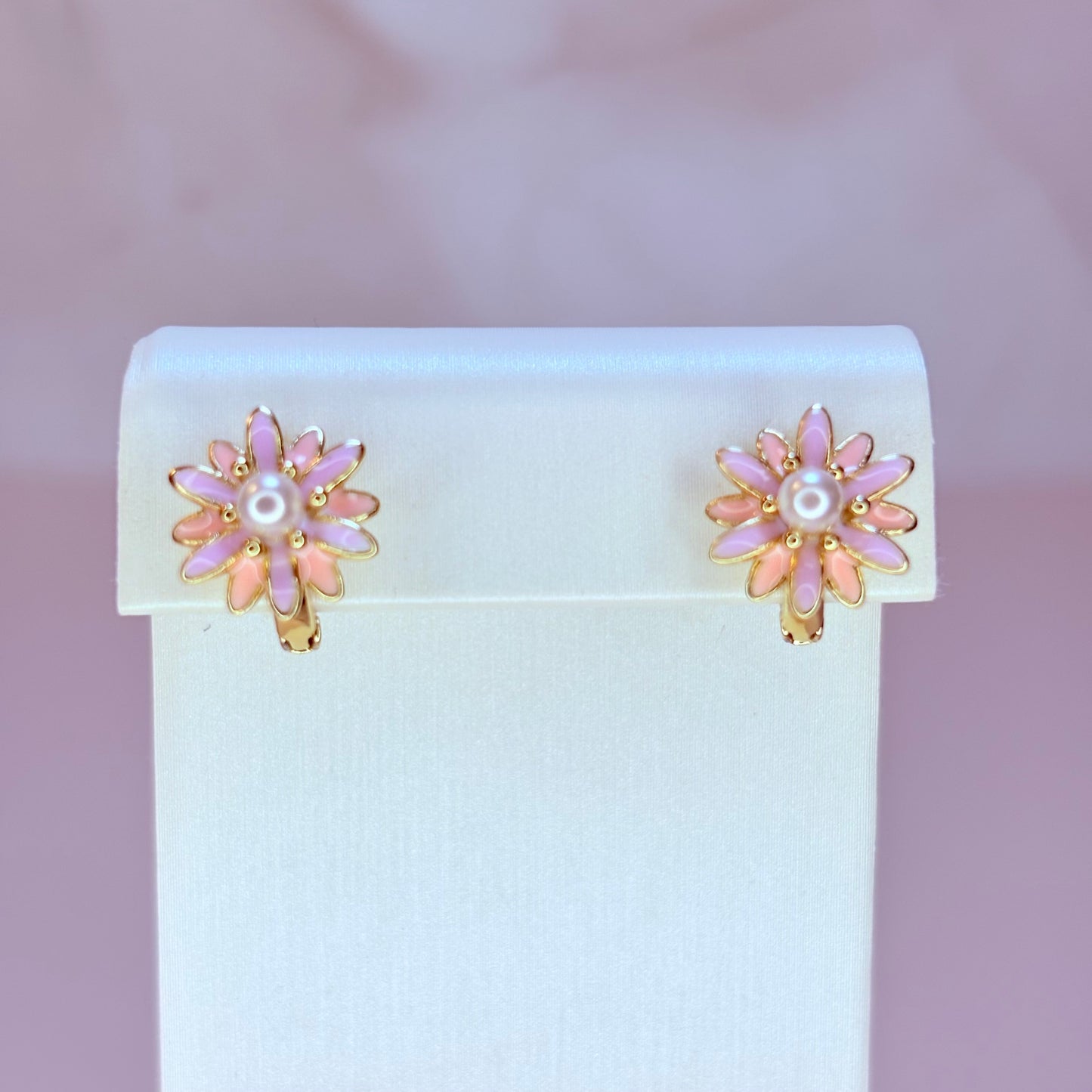 pastel flower mini hoop earrings