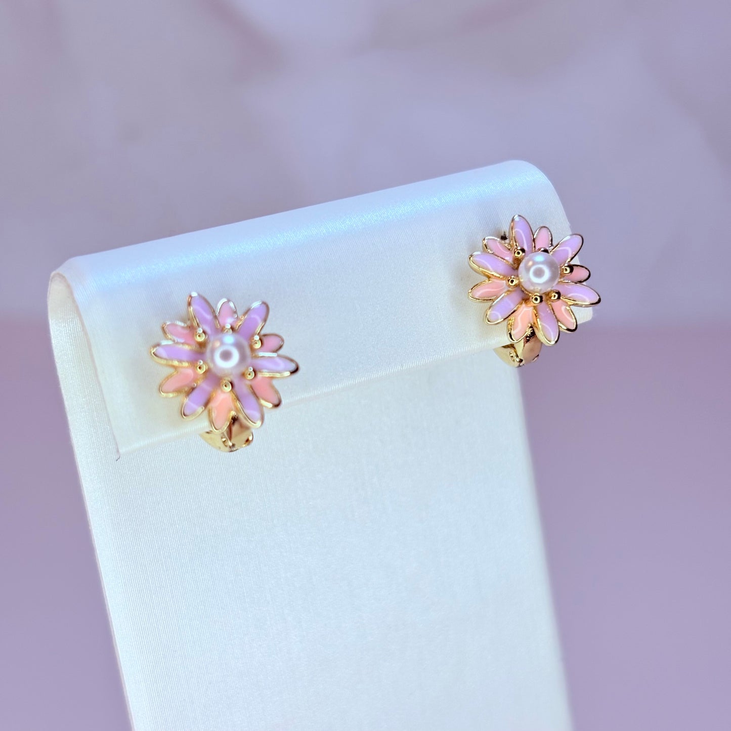 pastel flower mini hoop earrings