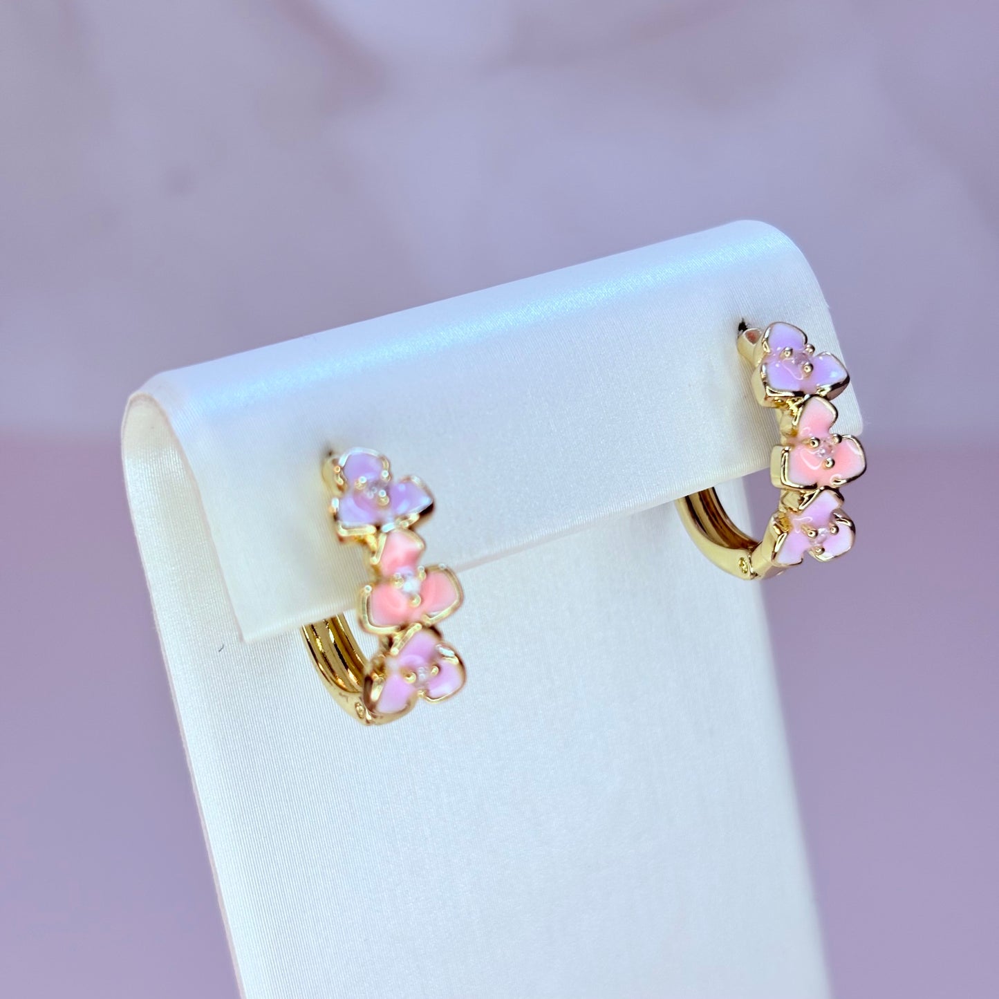 pastel flower small hoop earrings
