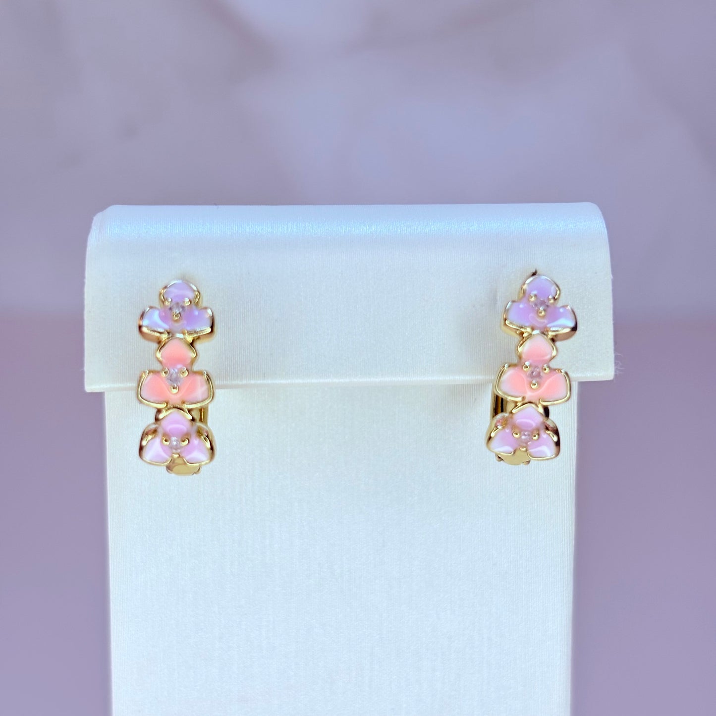 pastel flower small hoop earrings