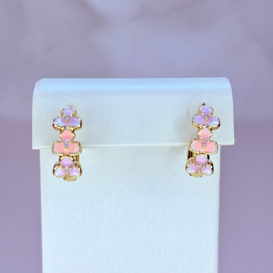 pastel flower small hoop earrings