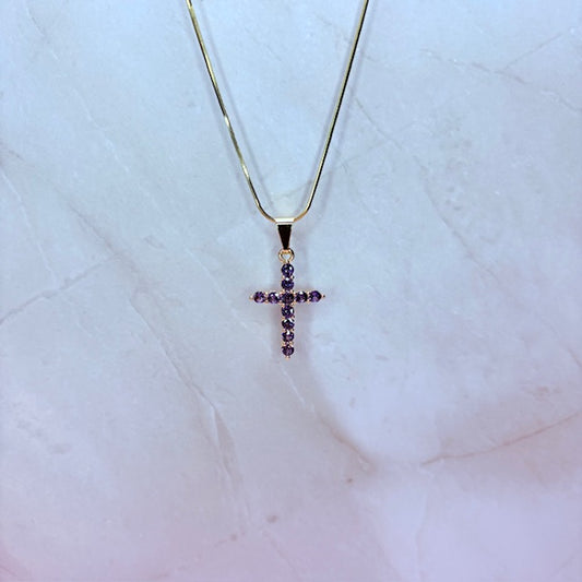 petite violet cross necklace