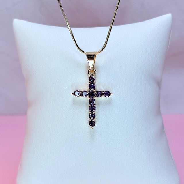 petite violet cross necklace