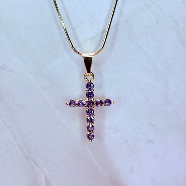 petite violet cross necklace