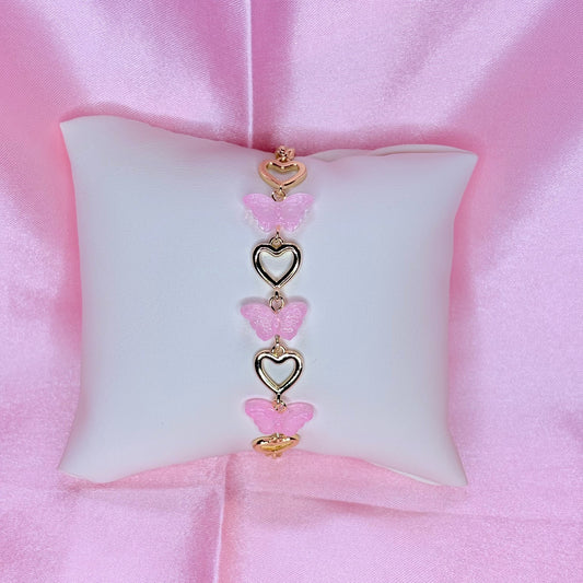 pink flutter kiss bracelet