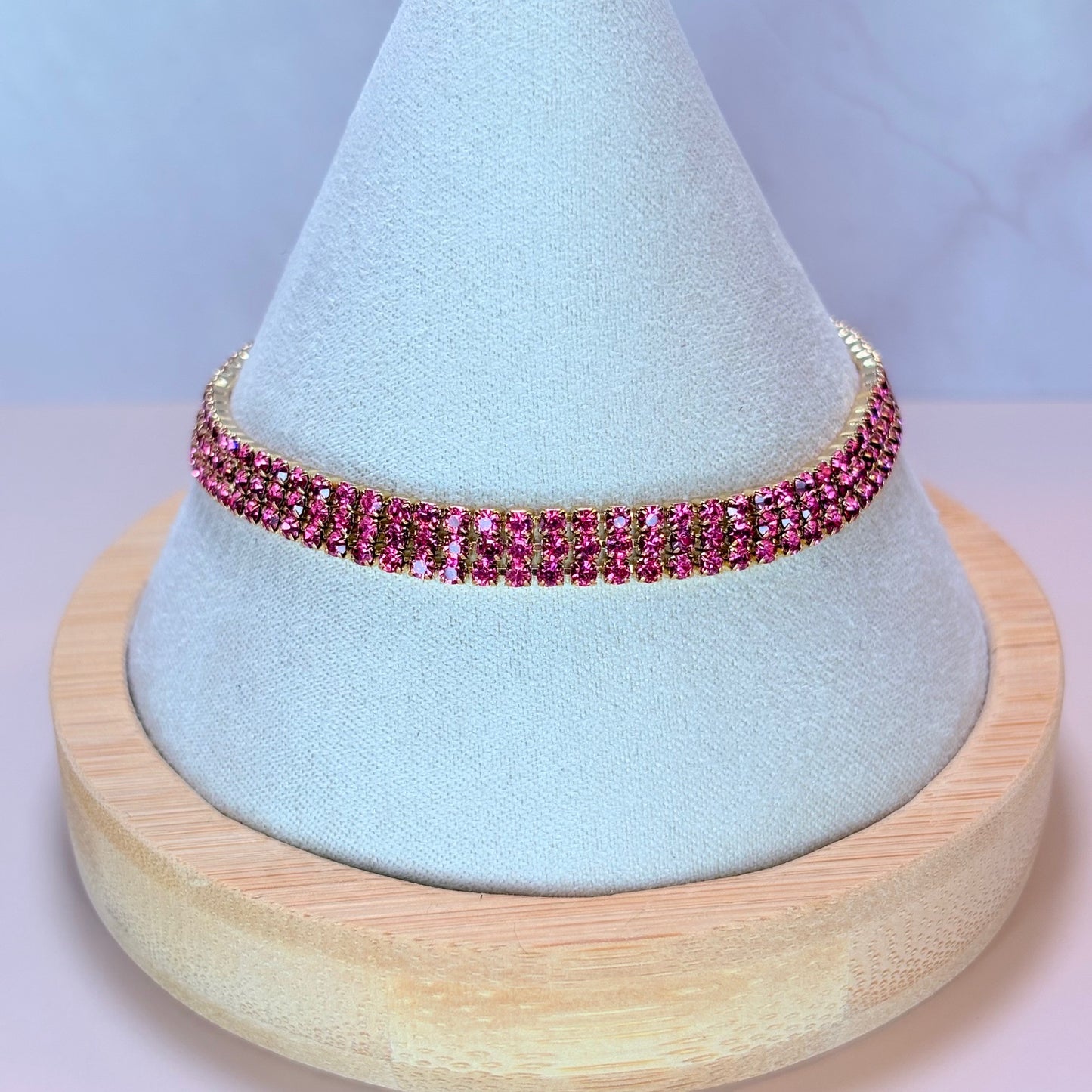 pink luxe tennis bracelet