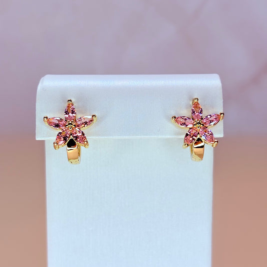 pink starflower earrings