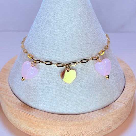 pretty in pink hearts bracelet
