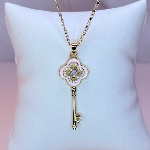 rosebud key necklace