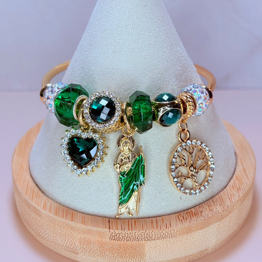 san judas green charm bangle