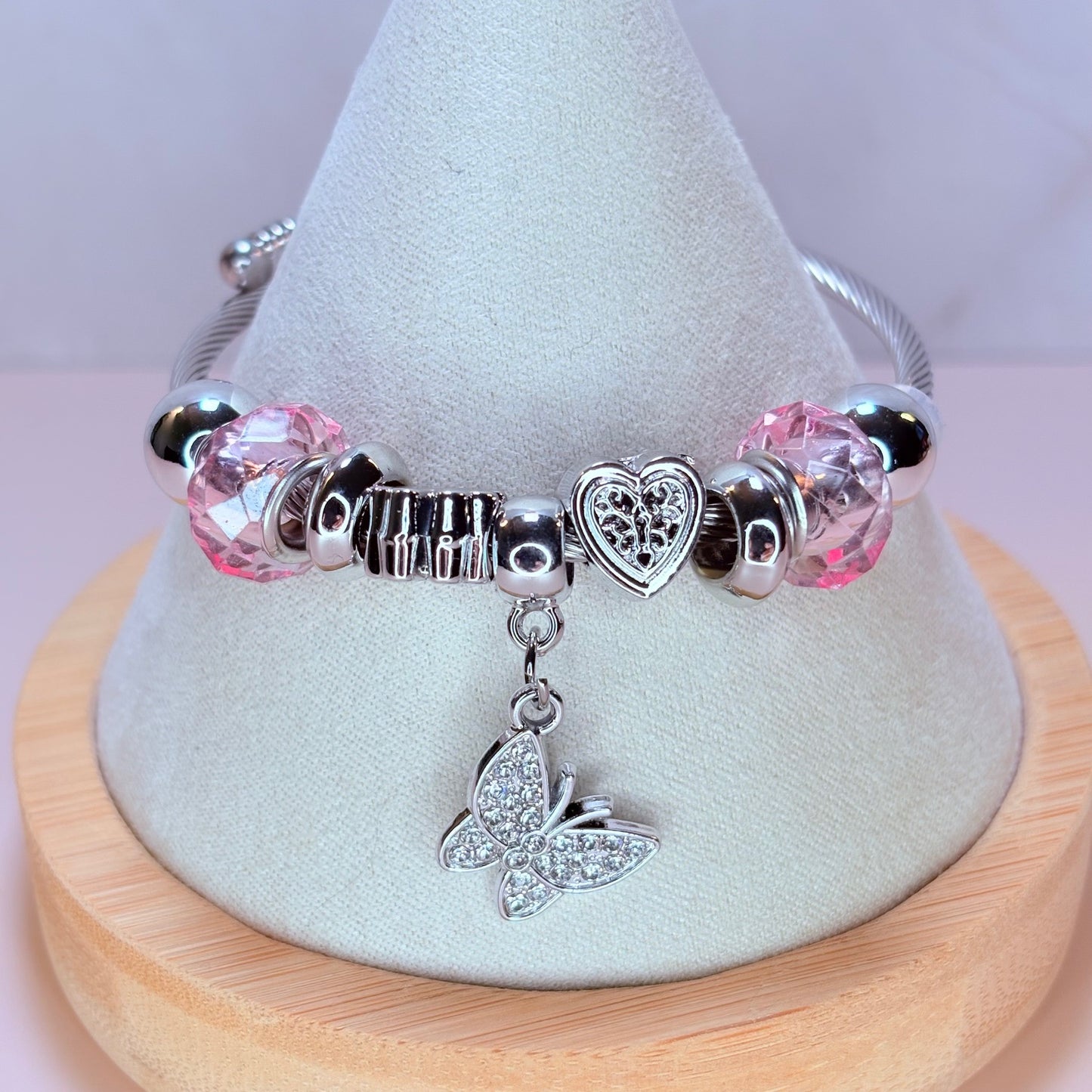 butterfly kisses & clover wishes charm bangle