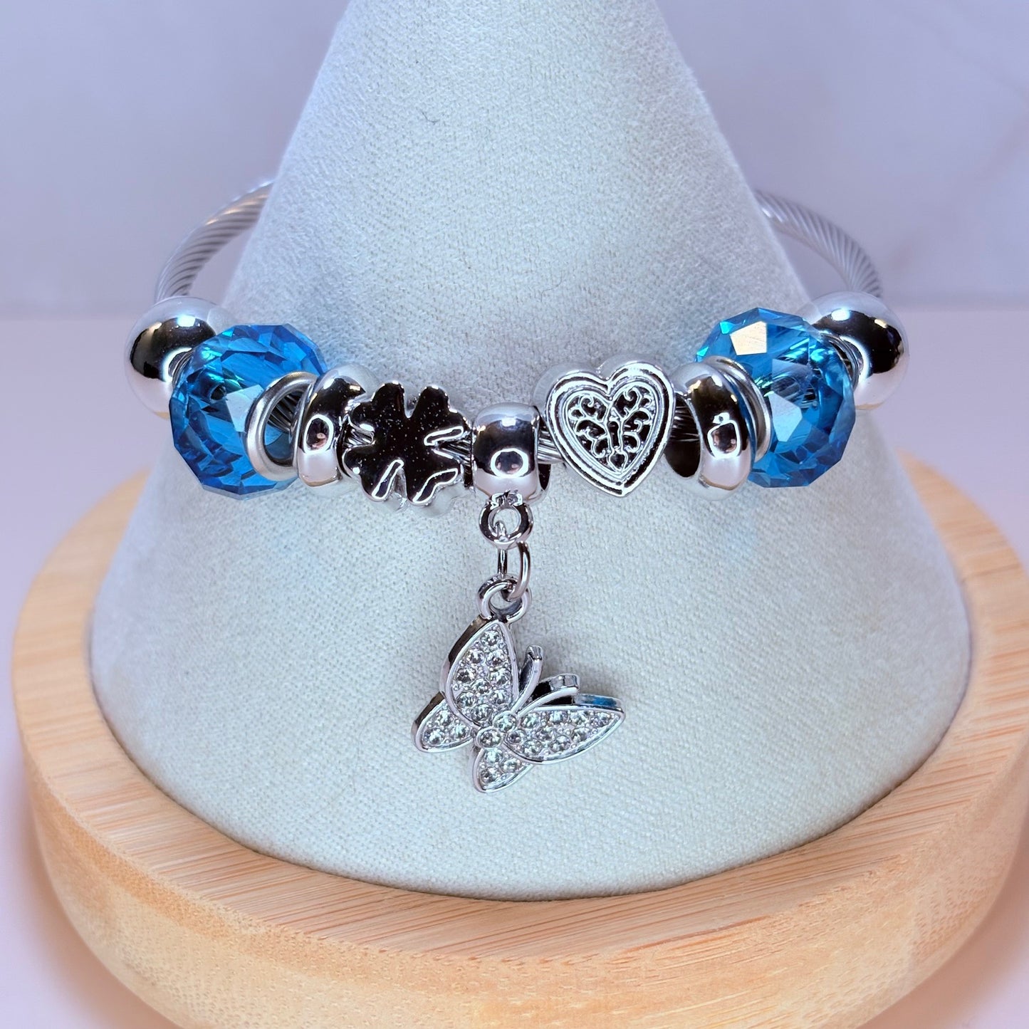butterfly kisses & clover wishes charm bangle